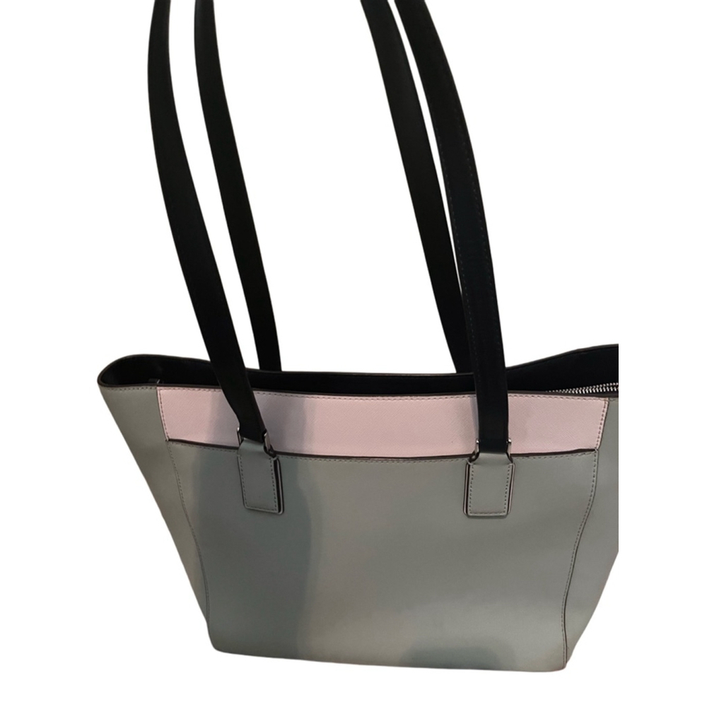 Kate Spade New York Laptop Tote Bag Leather Gray and Pink - Picture 2 of 7
